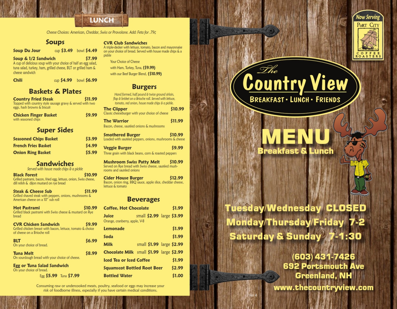 c view menu with prices